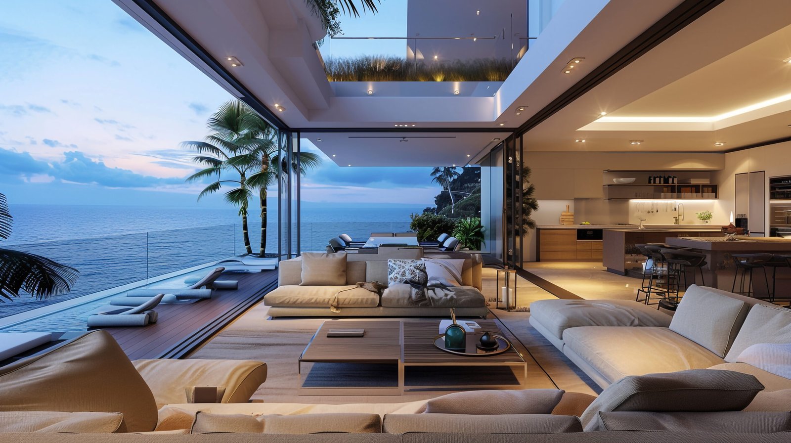 Living room villa has view ocean